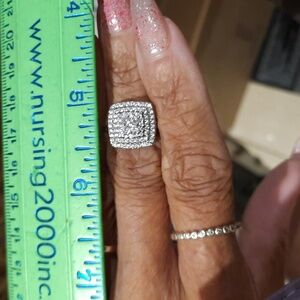 Sterling Pavé Square Cluster Ring - White